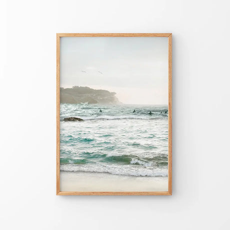 Nautical Coastline Photo. Ocean Waves and Rocks Print