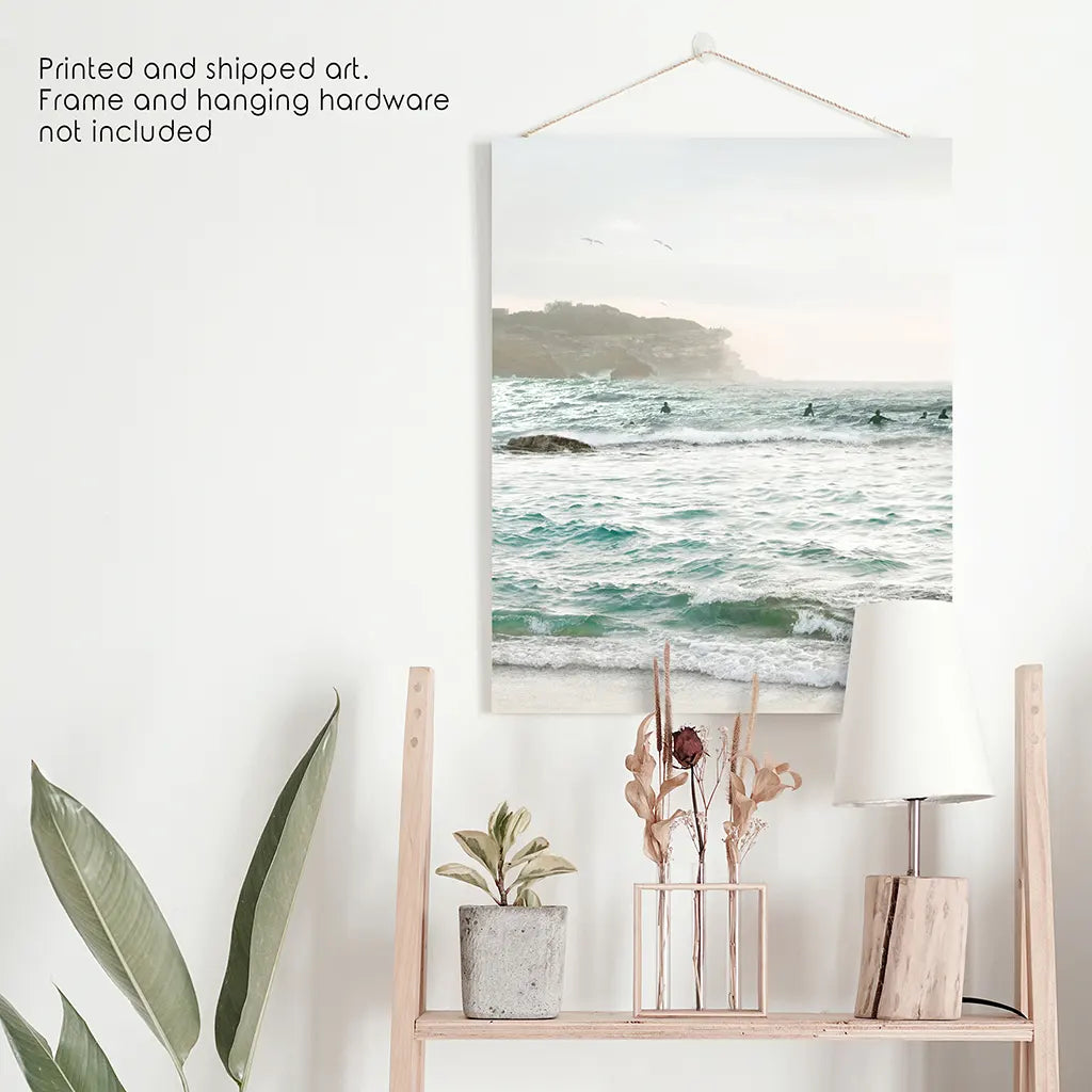 Nautical Coastline Photo. Ocean Waves and Rocks Print