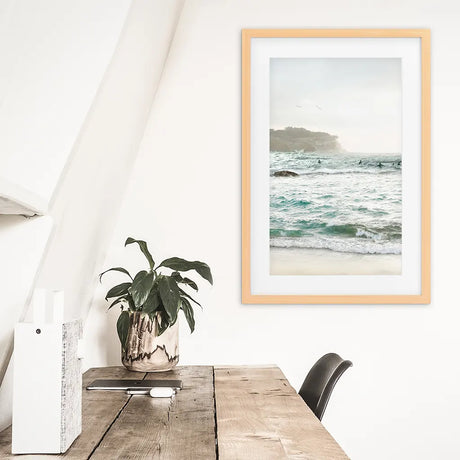 Nautical Coastline Photo. Ocean Waves and Rocks Print