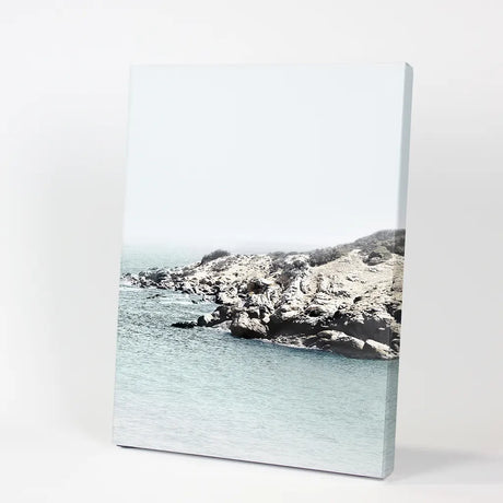 Nautical Neutral Tones Print. Ocean Waves, Rocks