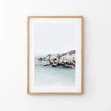 Nautical Neutral Tones Print. Ocean Waves, Rocks