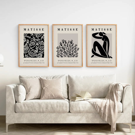 Black Beige Vintage Henri Matisse Wall Art Set