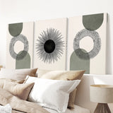 Set of 3 Boho Prints. Sage Green Modern Mid Century Wall Art.