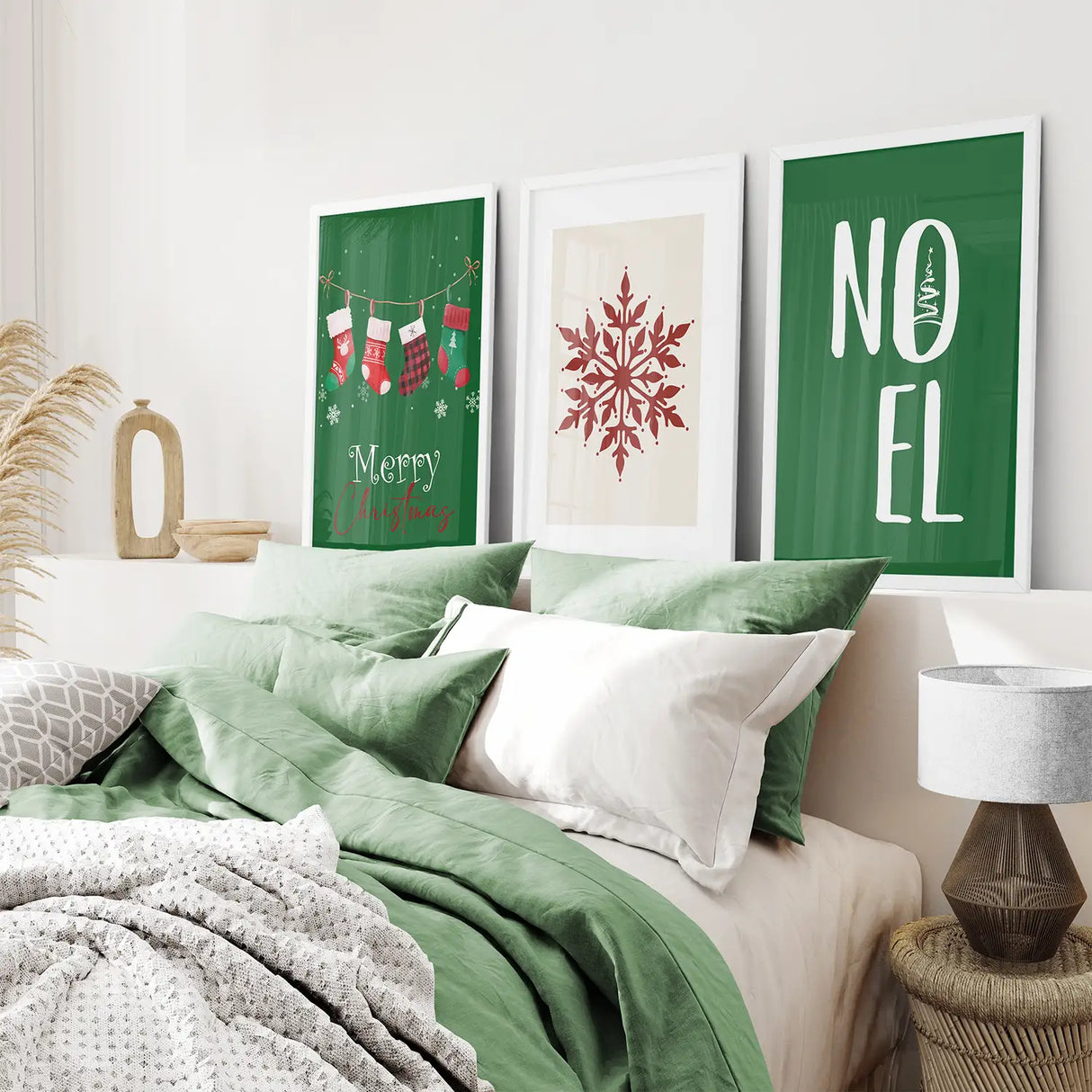 Trendy Green Christmas Holiday Art Nursery Decor