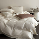 Nora Lace Double Gauze Ruffle Bedding Set / Beige