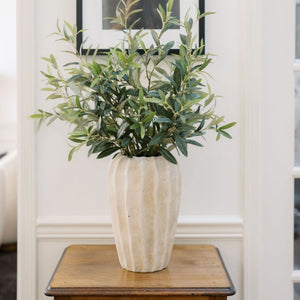 30" Faux Olive Arrangement in Artisan Vase