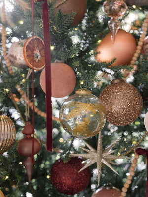 3" Artisan Glass Gold Etched Leaf Ornament