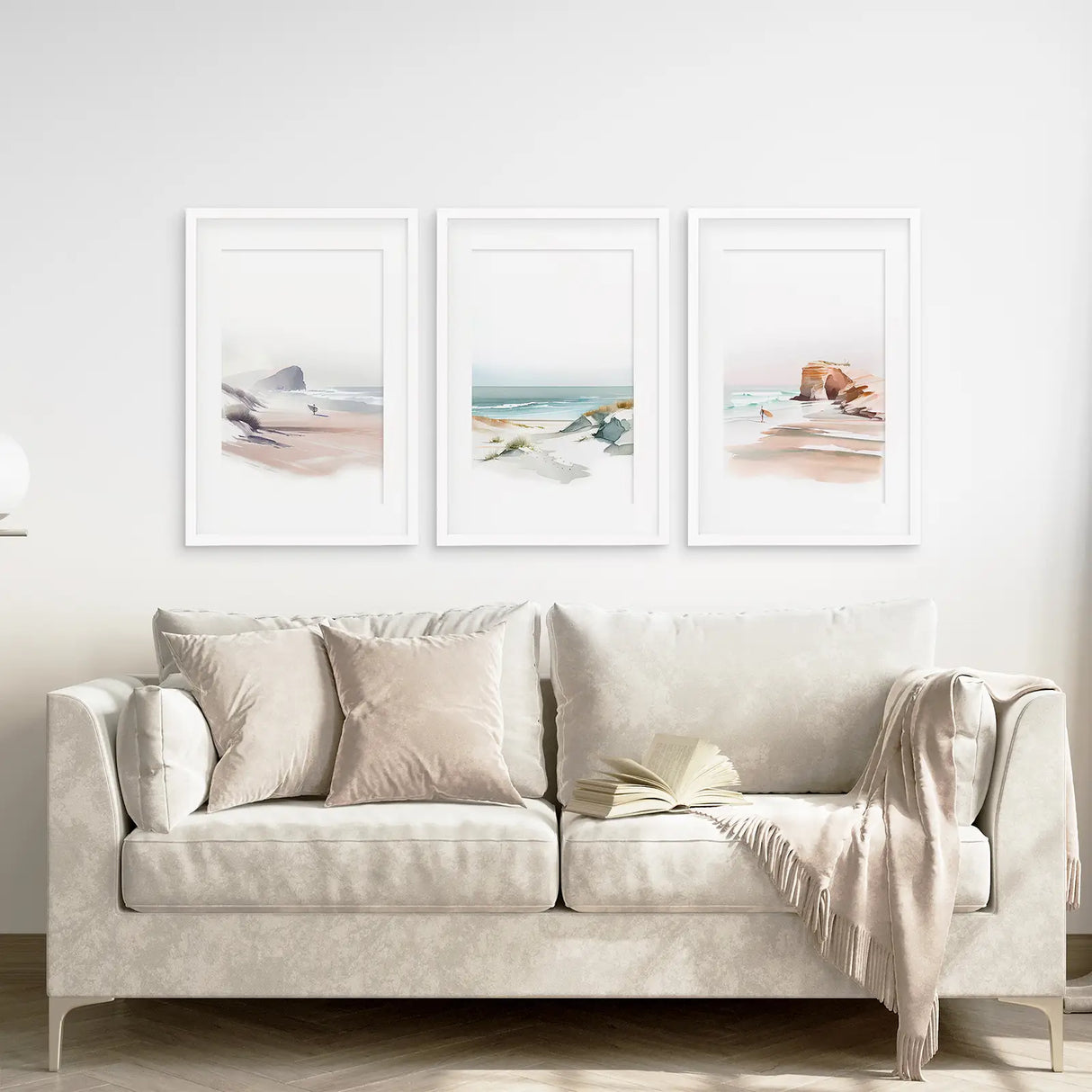 Modern Watercolor Coastal Poster Set. Beach Wall Decor