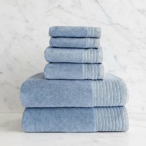 Bamboo Cotton Spa Towel Set - Viscose from Bamboo + Cotton - 6pc Set - Ocean