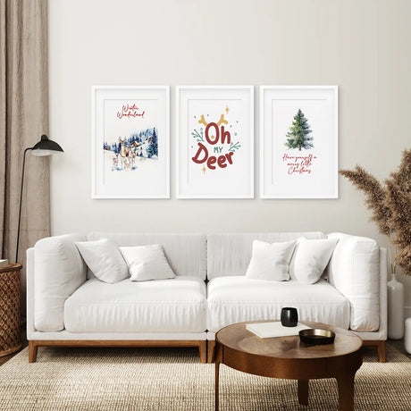 Winter Wonderland Christmas Wall Art Prints Set