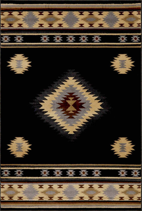 Buckhaven Black Southwestern Area Rug
