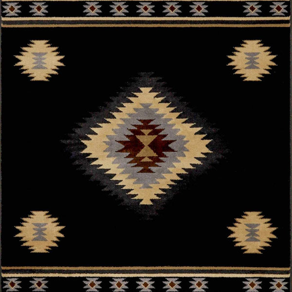Buckhaven Black Southwestern Area Rug