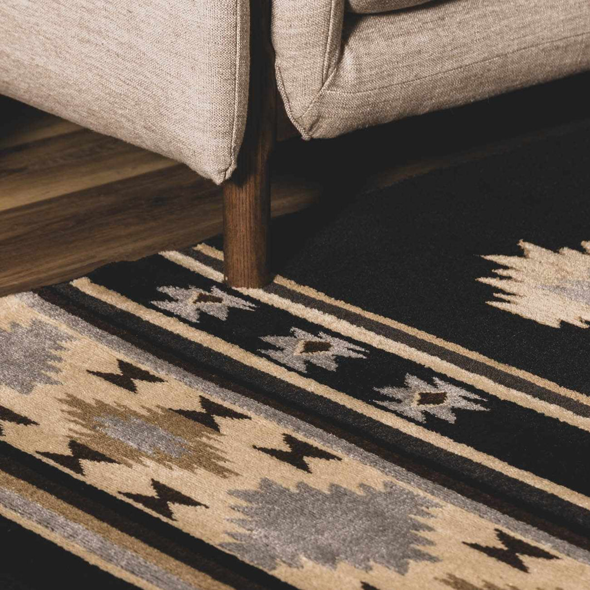 Buckhaven Black Southwestern Area Rug