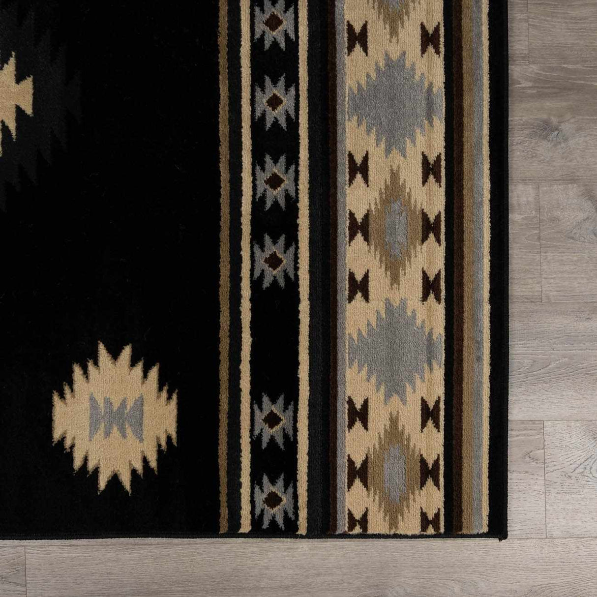 Buckhaven Black Southwestern Area Rug