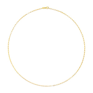 Unisex Solid 14K Yellow Gold 1.5mm Paperclip Chain Necklace - 18 Inches