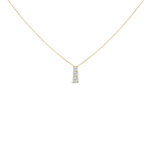 14K White Gold 1/2 Cttw Lab Grown Diamond Three Stone Pendant Necklace