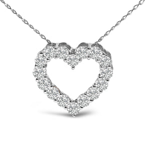 14K White Gold 1/2 Carat Lab Grown Diamond Heart Shape Pendant Necklace