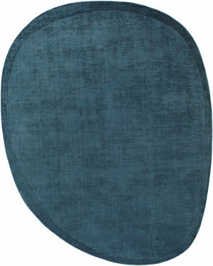 Anjang Modern Faux Silk Rug in Teal Blue