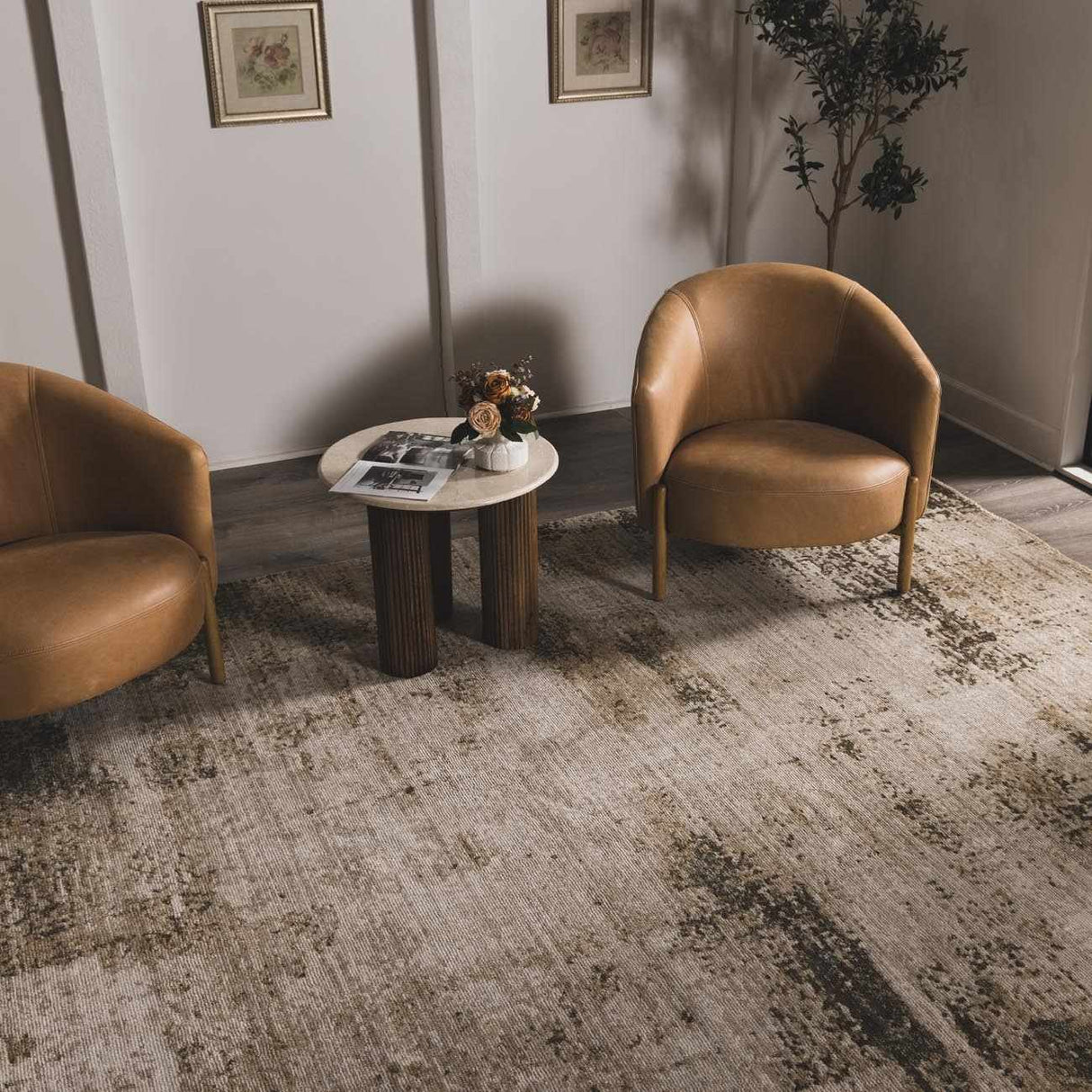 Galey Alix x Livabliss Abstract Modern Marble Cream Myrtle Avenue III Area Rug