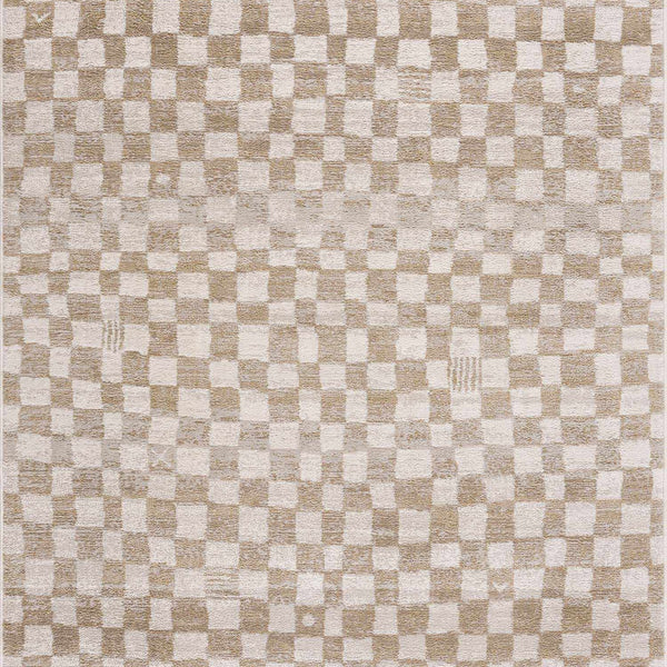 Benjy Irregular Checkboard Rug - Cream & Gold