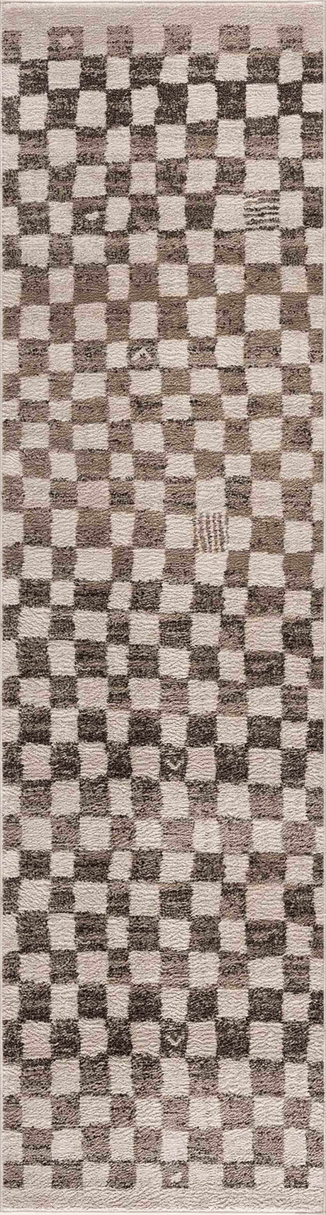Benjy Cream & Charcoal Checkered Area Rug