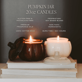 Warm and Cozy Soy Candle - White Translucent Glass Pumpkin Jar - 20 oz
