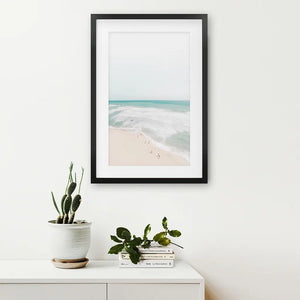 Neutral Summer Photo. Blue Ocean Waves, Sandy Beach