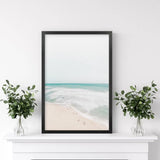 Neutral Summer Photo. Blue Ocean Waves, Sandy Beach