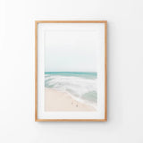 Neutral Summer Photo. Blue Ocean Waves, Sandy Beach