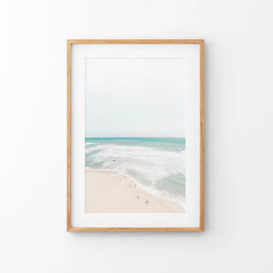 Neutral Summer Photo. Blue Ocean Waves, Sandy Beach