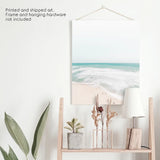 Neutral Summer Photo. Blue Ocean Waves, Sandy Beach