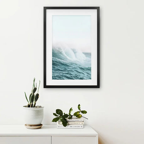 Large Pastel Blue Ocean Waves Print. Nautical Theme
