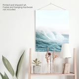 Large Pastel Blue Ocean Waves Print. Nautical Theme