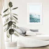 Large Pastel Blue Ocean Waves Print. Nautical Theme