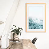 Large Pastel Blue Ocean Waves Print. Nautical Theme
