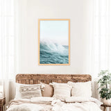 Large Pastel Blue Ocean Waves Print. Nautical Theme