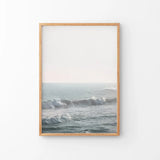 Pink Sunset and Ocean Waves Print. Coastal Wall Art