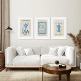 Modern Y2k Style Set of 3 Posters. Pastel Blue