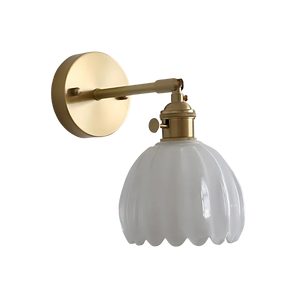 Vintage Brass Tulip Glass Wall Sconce 1-Light Classic Wall Light