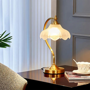 Brass Glass Petal Table Lamp E26 Dimmable 16.5" Gold Base