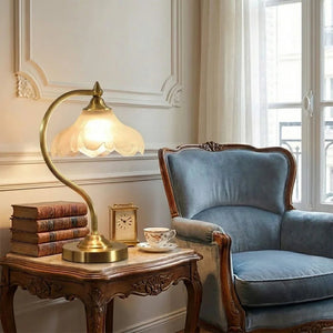 Brass Glass Petal Table Lamp E26 Dimmable 16.5" Gold Base