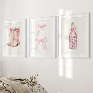 Cowgirl Boots Preppy Modern Wall Art Poster Set