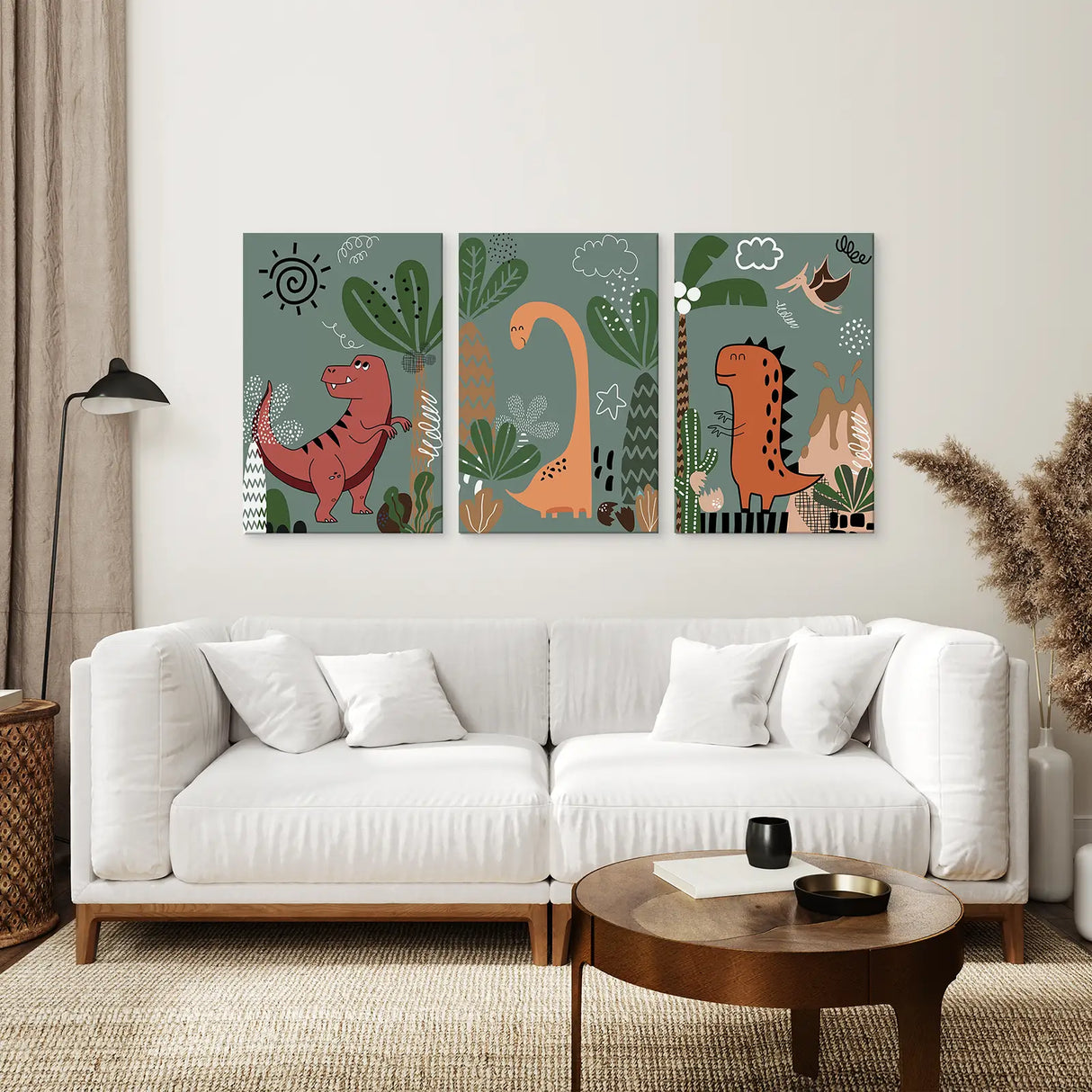 Green Dinosaur Nursery Decor Kids Room Wall Art