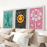 Funky Wall Art. Groovy Poster. Trendy Decor Set