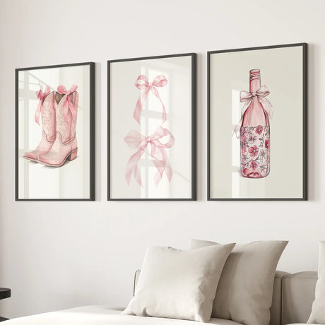 Cowgirl Boots Preppy Modern Wall Art Poster Set