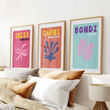 3 Piece Trendy Travel Theme Wall Art Set. Italy, Australia, Spain
