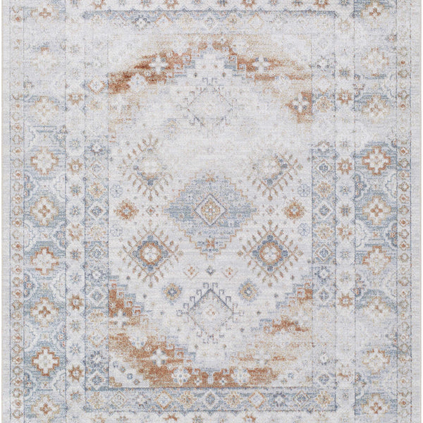 Agaton Blue & Brown Washable Area Rug