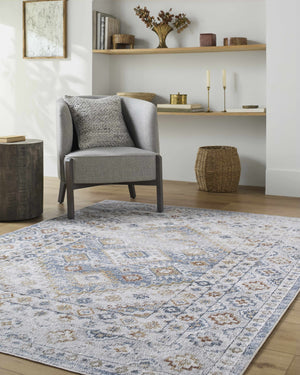 Agaton Blue Washable Area Rug