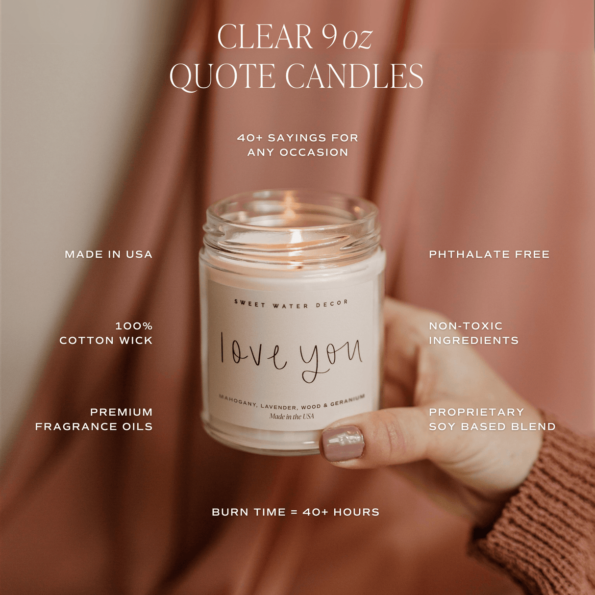 Best Grandma Ever Soy Candle - 9 oz Clear Jar Wildflowers and Salt