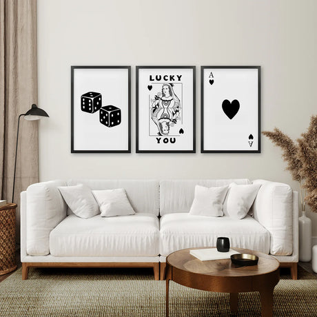 Trendy Playing Card Wall Art Set of 3 Prints